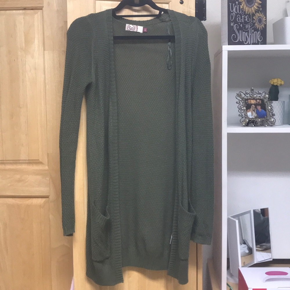 long army green cardigan